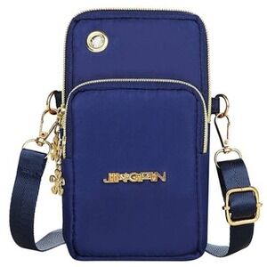 Jingpin Navy Nylon Crossbody Cell Phone‎ Bag Small Travel Purse Gold Hardware